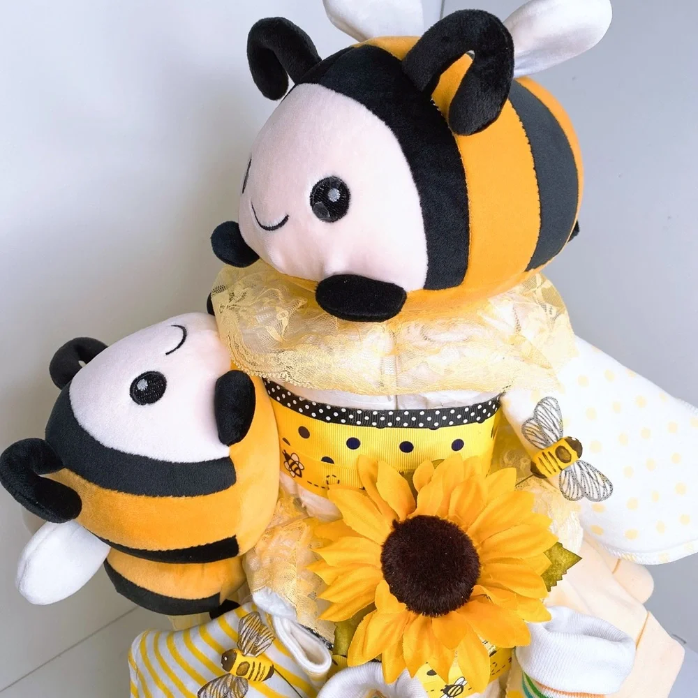 Twins Bees Diaper Cake, Neutral Gender Cake